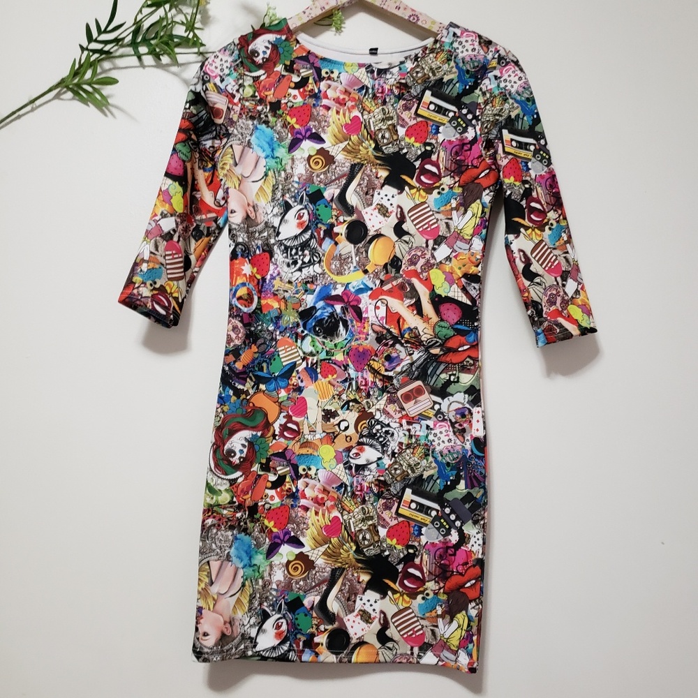 FIGA popart Collection multicolor bodycon dress 10 - Picture 1 of 8